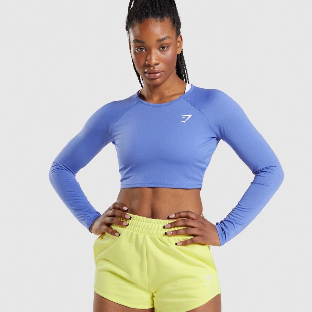 Gymshark Women's Court Blue Long Sleeve Crop Top
